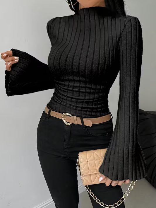 TOP COLLO ALTO MANICHE CAMPANA