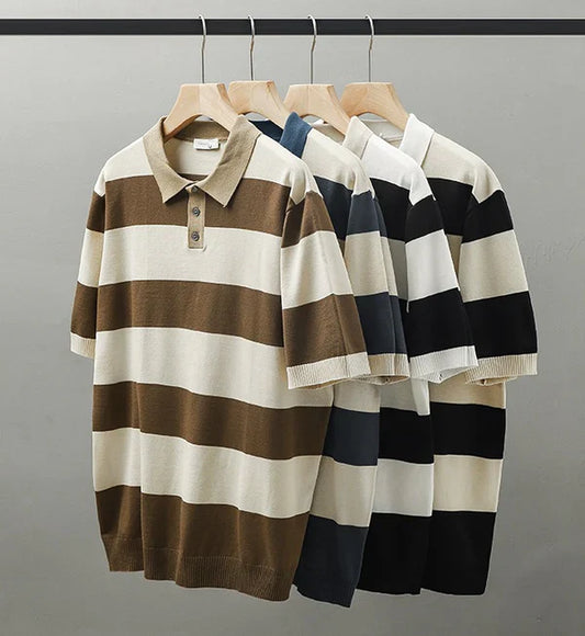 POLO LAVORATA A MAGLIA CASUAL A RIGHE