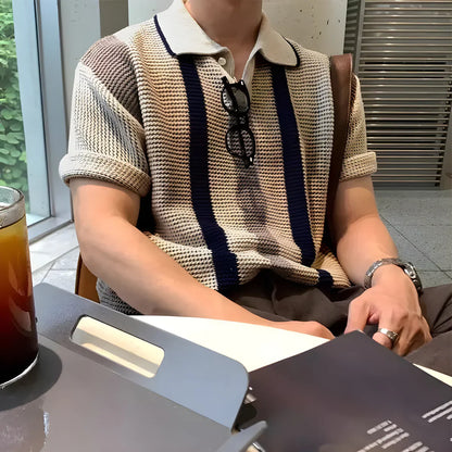 POLO LAVORATA A MANO A RIGHE