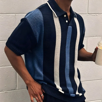 POLO LAVORATA A MANO A RIGHE